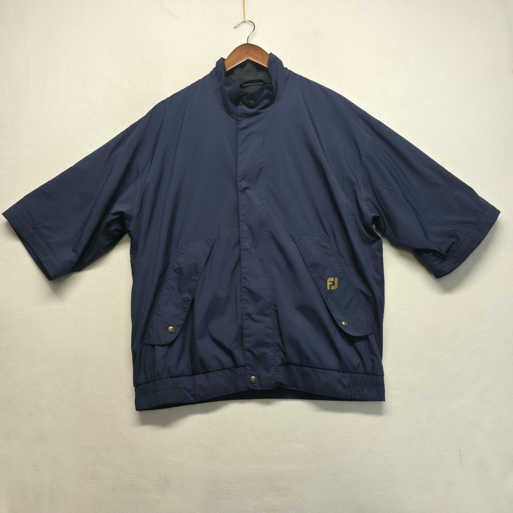 FootJoy DryJoys Men's Short Sleeve Blue Golf Rain Jacket/Windbreaker Size Medium